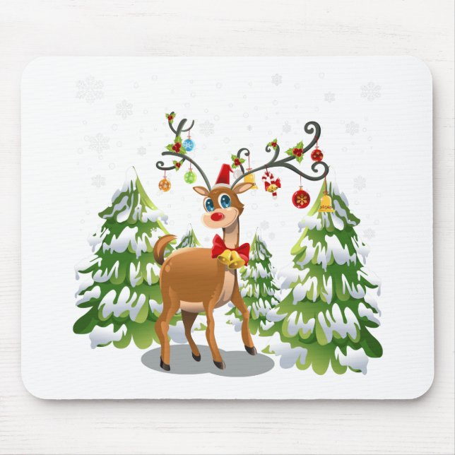 Cute Reindeer in the Snow Mouse Mat (Front)