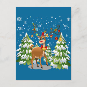 Cute Reindeer in the Snow Postcard