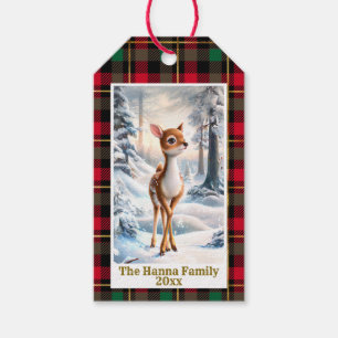 Cute Reindeer in The Winter Forest Christmas Gift Tags