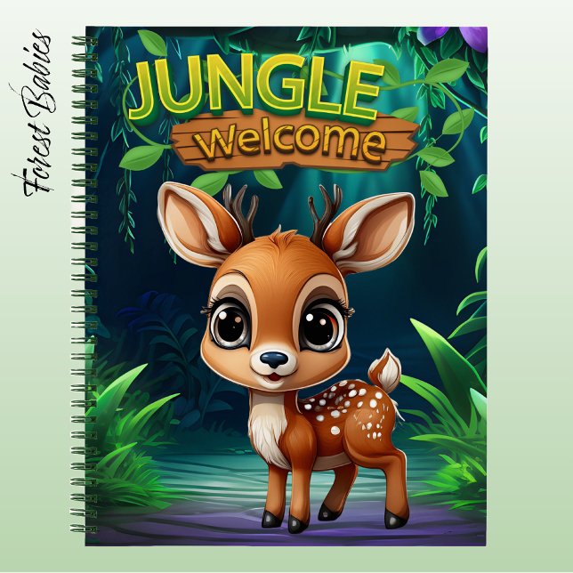 Cute Reindeer Jungle Welcome Deer Wildlife Doe 🦌 Notebook (Cute Deer Notebook, Woodland Wildlife Animal Lover Stationery, Reindeer Graphic Fawn Character Doe🦌)