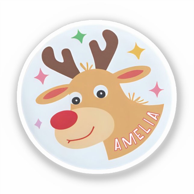 Cute Reindeer Kid`s Name Christmas Gift (Front)