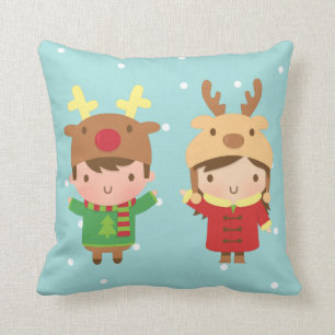 Cute Reindeer Kids Christmas Decorations Cushion