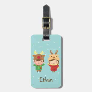 Cute Reindeer Kids Merry Christmas Luggage Tag
