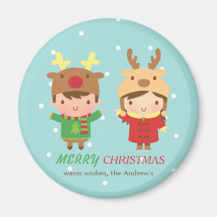 Cute Reindeer Kids Merry Christmas Party Favours Magnet