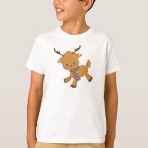 Cute Reindeer, Little Reindeer, Antlers, Scarf T-Shirt