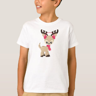 Cute Reindeer, Little Reindeer, Red Scarf T-Shirt