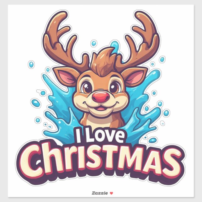 Cute Reindeer Mascot With 'I Love Christmas' Text (Sheet)