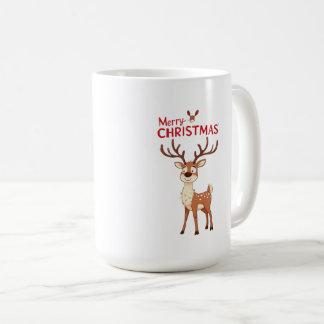 Cute Reindeer Mascot With 'I Love Christmas' Text Coffee Mug