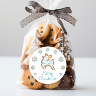 Cute Reindeer Merry Christmas Classic Round Sticker