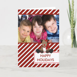 CUTE Reindeer Merry Christmas Family Photo Card