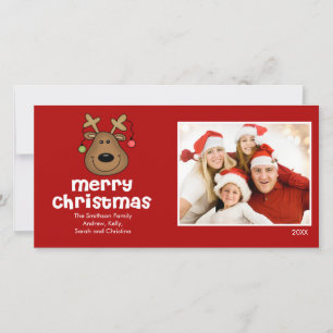 CUTE Reindeer Merry Christmas Family Photo Card