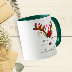 Cute Reindeer Merry Christmas Gift Green Coffee Mug