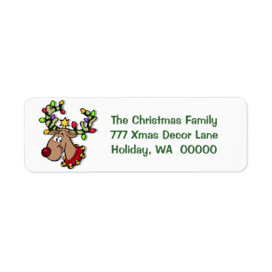 Cute Reindeer Merry Christmas Holiday Address
