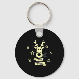 Cute Reindeer Merry Christmas Key Ring