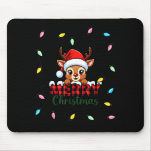 Cute Reindeer Merry Christmas Shirt –plaid Holiday Mouse Mat