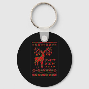 Cute Reindeer Merry Xmas Merry Christmas Happy New Key Ring