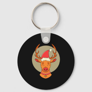 Cute Reindeer Merry Xmas Merry Christmas Happy New Key Ring
