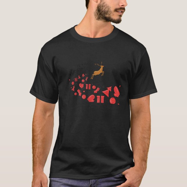 Cute Reindeer Merry Xmas Merry Christmas Happy New T-Shirt (Front)