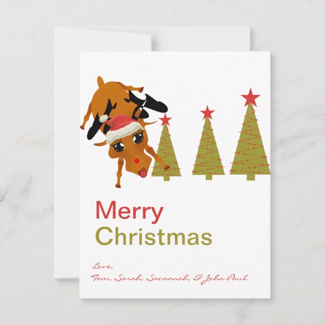 Cute Reindeer Mery Christmas Cards (Front)