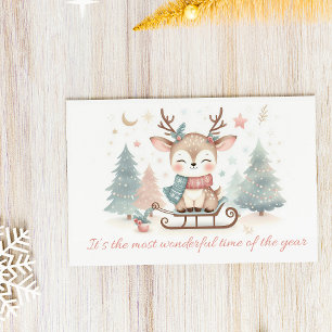 Cute Reindeer “Most Wonderful Time of the Year” Holiday Postcard