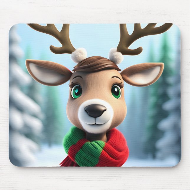 Cute Reindeer Mouse Mat (Front)