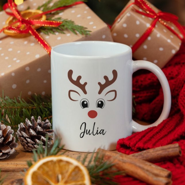 Cute Reindeer Name Christmas Mug (Creator Uploaded)