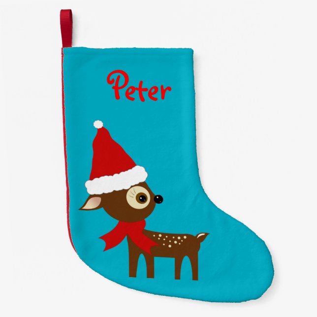 Cute Reindeer Name Personalised Christmas Stocking (Front)