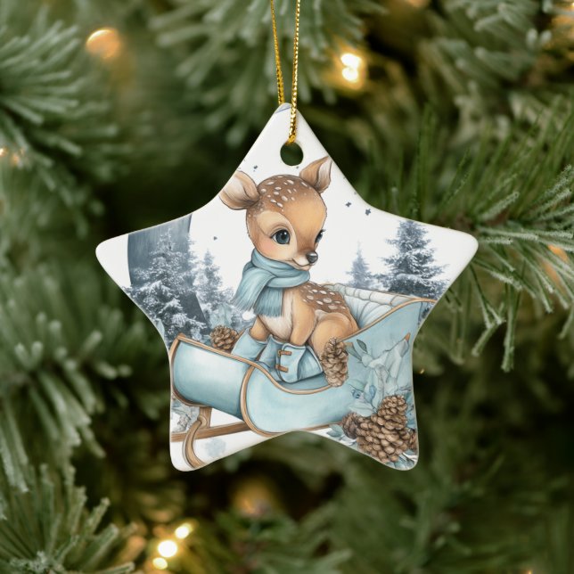 Cute Reindeer Ornament – Starry Christmas Decor (Tree)