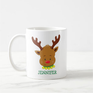 Cute Reindeer Personalised Christmas Mug