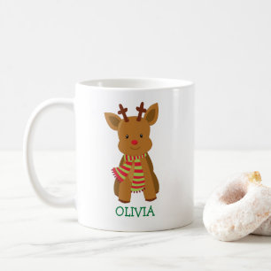 Cute Reindeer Personalised Christmas Mug