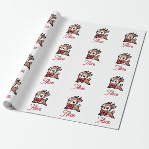 Cute Reindeer Personalised Christmas Wrapping Paper