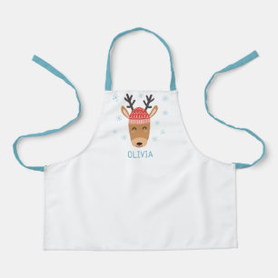 Cute Reindeer Personalised Kids Holiday Apron