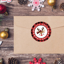 Cute Reindeer Plaid Bow North Pole Air Mail