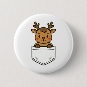 Cute Reindeer Pocket Pal Funny Santa's Reindeer Ch 6 Cm Round Badge