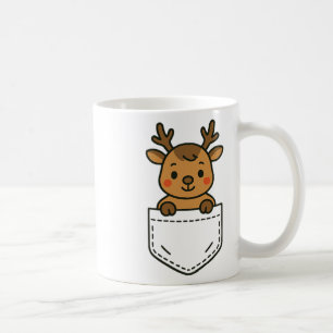 Cute Reindeer Pocket Pal Funny Santa's Reindeer Ch Coffee Mug