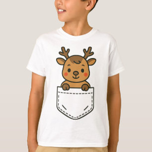 Cute Reindeer Pocket Pal Funny Santa's Reindeer Ch T-Shirt