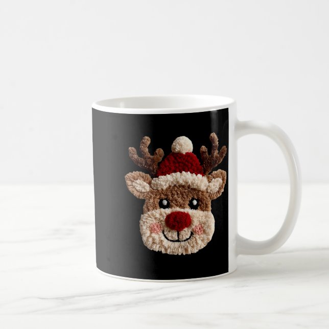 Cute Reindeer Rudolph Crochet Xmas Pajamas Holiday Coffee Mug (Right)