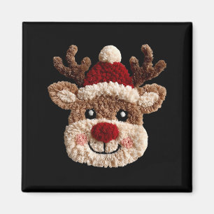 Cute Reindeer Rudolph Crochet Xmas Pajamas Holiday Magnet