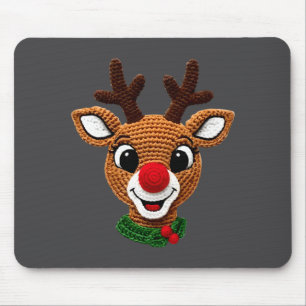 Cute Reindeer Rudolph Crochet Xmas Pajamas Holiday Mouse Mat