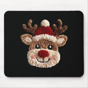 Cute Reindeer Rudolph Crochet Xmas Pajamas Holiday Mouse Mat
