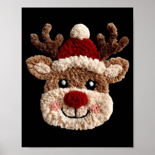 Cute Reindeer Rudolph Crochet Xmas Pajamas Holiday Poster