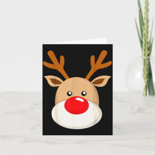 Cute Reindeer Rudolph Red Nose Christmas Antlers  Card