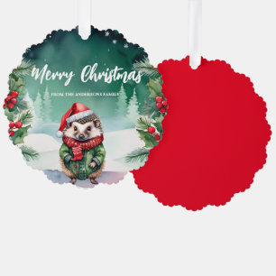 Cute reindeer Santa Xmas Holiday Party Family kids Tree Decoration Card