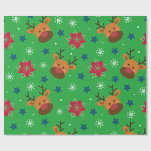 Cute Reindeer & Snowflake Christmas Wrapping Paper