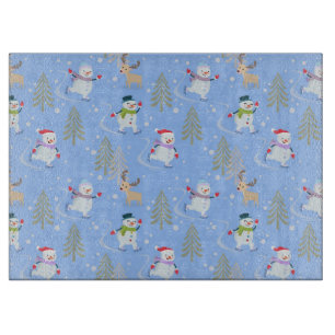 Cute Reindeer, Snowman, and Reindeer Cutting Board