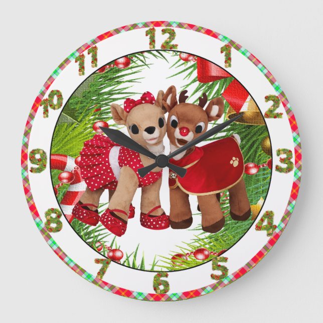 cute reindeer sweet heart christmas clock (Front)