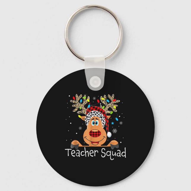 Cute Reindeer Teacher Squad Christmas  Key Ring (Front)