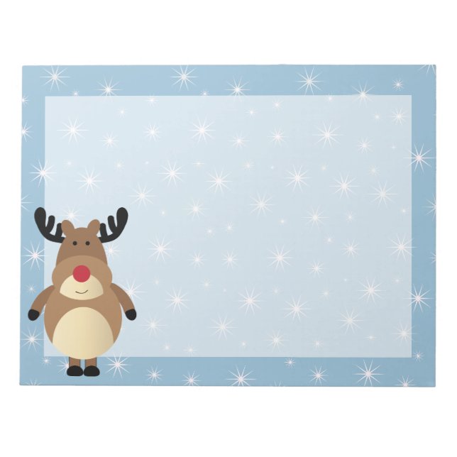 Cute Reindeer Winter Holiday Notepad (Front)