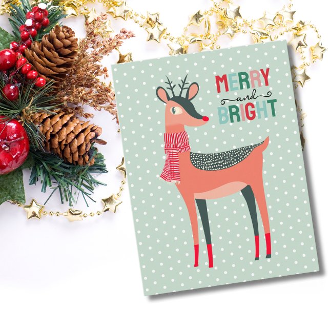 Cute Reindeer Winter Snow Christmas Photo Custom Card (Creator Uploaded)