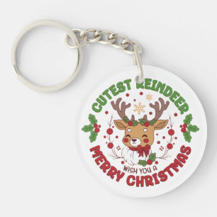 Cute Reindeer Wish You A Merry Christmas Key Ring